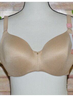NWT Cacique Lightly Lined Balconette Tan Nude Bra 40C Underwire Back Smoother